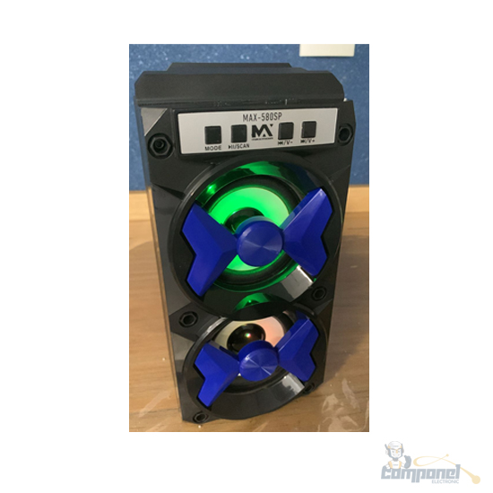 Caixa de Som Bluetooth Portatil Com Led 5w de Potencia  Max-580SP Azul